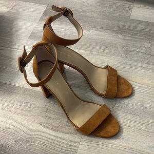 Ann Taylor Leannette Suede Brown Ankle Strap Heels